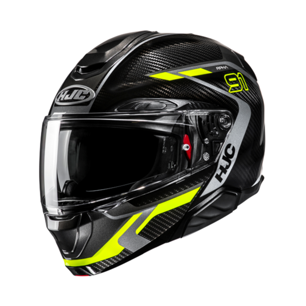 HJC CASCO MODULARE IN FIBRA RPHA 91 CARBON LAGOS GIALLO FLUO MC3H