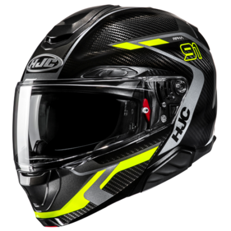 HJC CASCO MODULARE IN FIBRA RPHA 91 CARBON LAGOS GIALLO FLUO MC3H