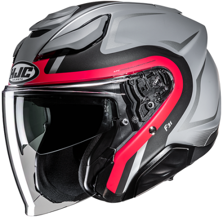 HJC CASCO JET FIBRA F31 BASK ROSSO MC1SF