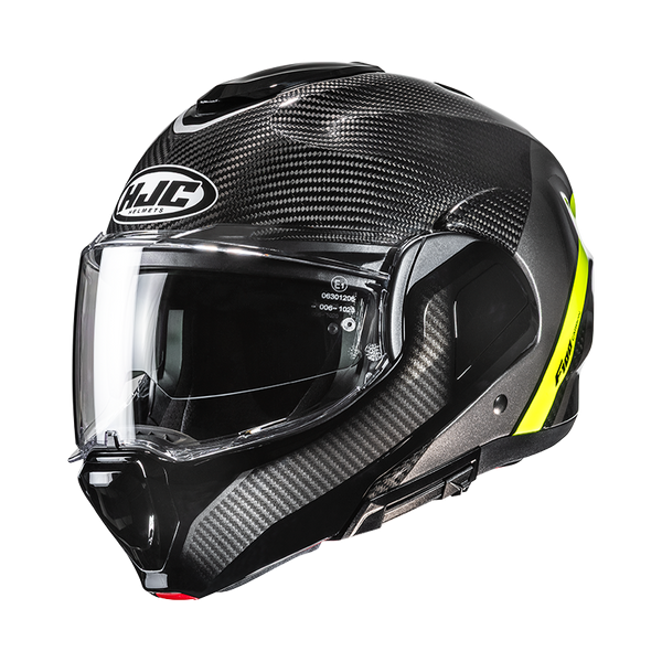 HJC CASCO MODULARE F100 CARBON STAN GIALLO FLUO MC3H