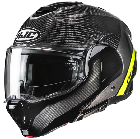 HJC CASCO MODULARE F100 CARBON STAN GIALLO FLUO MC3H