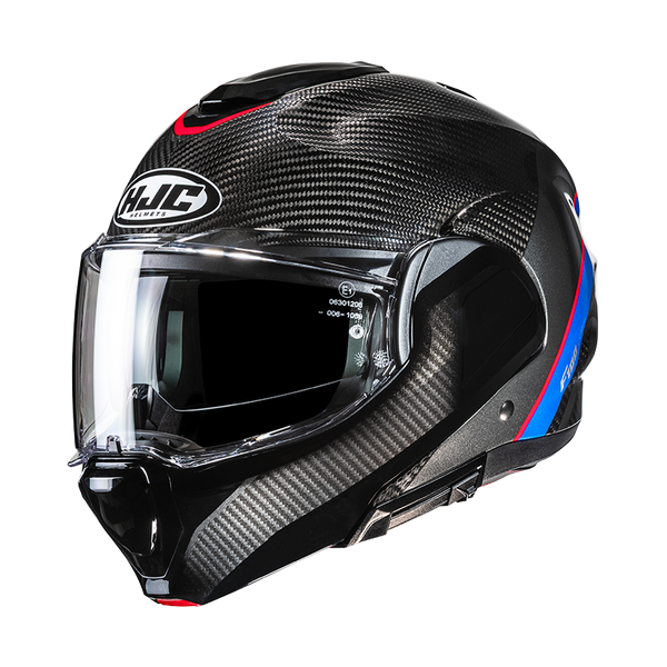 HJC CASCO MODULARE F100 CARBON STAN ROSSO BLU MC21