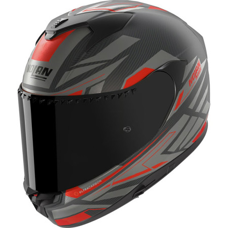NOLAN CASCO INTEGRALE FIBRA X-904 ULTRA CARBON ROMBO I-ESS ROSSO 357