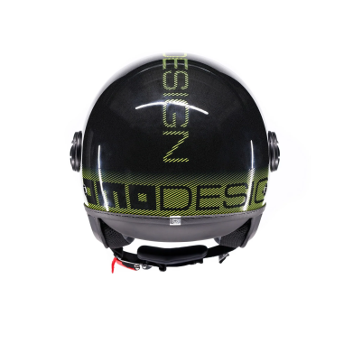 MOMO DESIGN CASCO JET FGTR CLASSIC STRIPES NERO LUCIDO / GIALLO FLUO