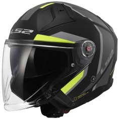 LS2 CASCO JET INFINITY II FOCUS MATT BLACK H-V YELLOW