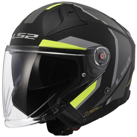 LS2 CASCO JET INFINITY II FOCUS MATT BLACK H-V YELLOW