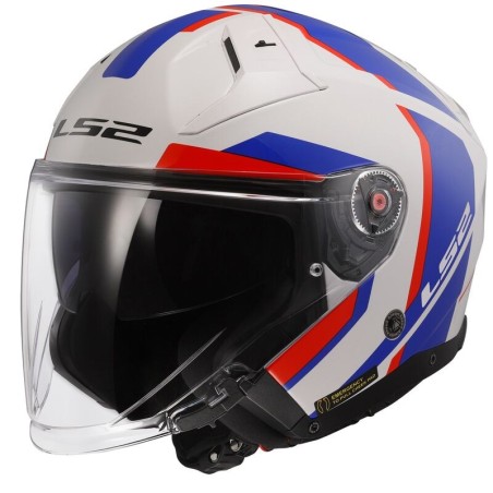 LS2 CASCO JET INFINITY II FOCUS GLOSS WHITE BLUE RED