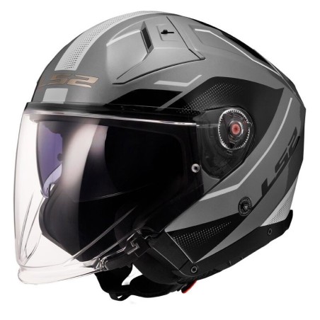 LS2 CASCO JET INFINITY II VEYRON GLOSS GREY WHITE