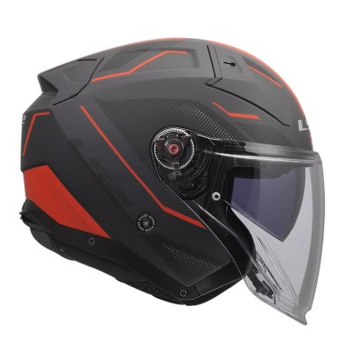 LS2 CASCO JET INFINITY II VEYRON MATT BLACK GREY RED