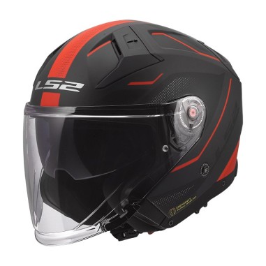 LS2 CASCO JET INFINITY II VEYRON MATT BLACK GREY RED
