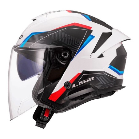 LS2 CASCO JET VERSO II AIR GLOSS WHITE BLUE RED