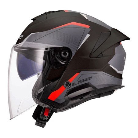 LS2 CASCO JET VERSO II AIR GLOSS BLACK RED