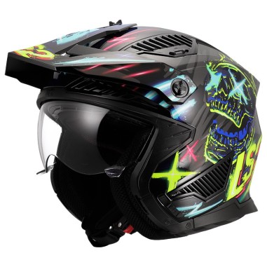 LS2 CASCO JET DRIFTER RAYZ GLOSS BLACK BLUE