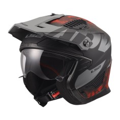 LS2 CASCO JET DRIFTER GAS MATT GREY RED 2