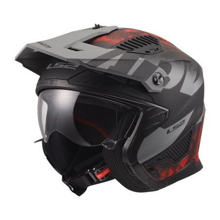 LS2 CASCO JET DRIFTER GAS MATT GREY RED