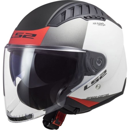 LS2 CASCO JET COPTER II URBANE MATT WHITE RED