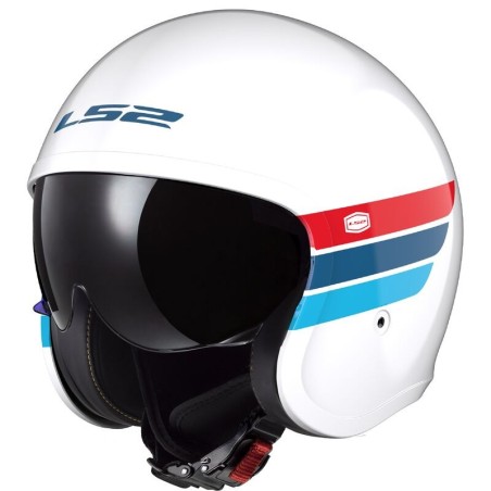 LS2 CASCO JET SPITFIRE II RETRO WHITE BLUE RED GLOSS