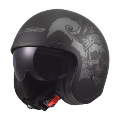 LS2 CASCO JET SPITFIRE II WILLY BLACK GREY MATT