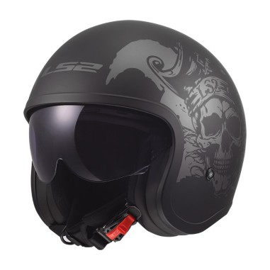 LS2 CASCO JET SPITFIRE II WILLY BLACK GREY MATT