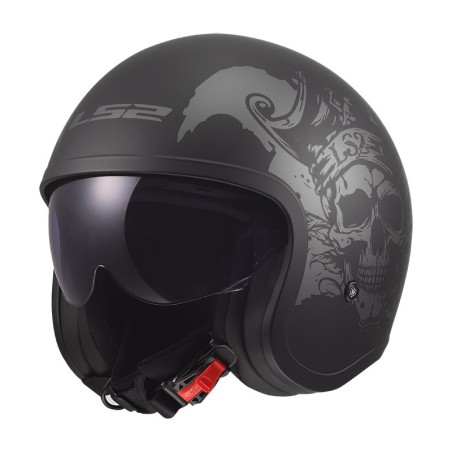 LS2 CASCO JET SPITFIRE II WILLY BLACK GREY MATT