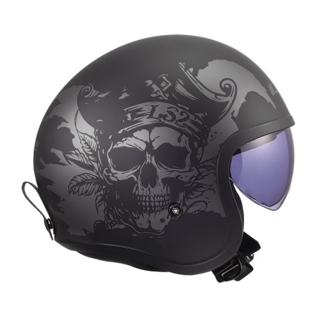 LS2 CASCO JET SPITFIRE II WILLY BLACK GREY MATT