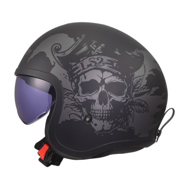 LS2 CASCO JET SPITFIRE II WILLY BLACK GREY MATT
