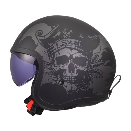 LS2 CASCO JET SPITFIRE II WILLY BLACK GREY MATT