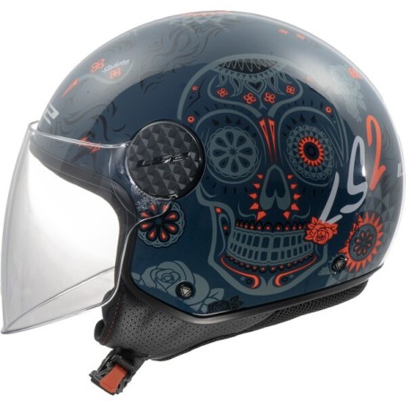 LS2 CASCO JET SPHERE LUX II MAXCA BLUE GREY RED GLOSS