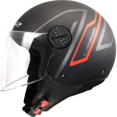LS2 CASCO JET SPHERE LUX II MINIM BLACK GREY RED MATT