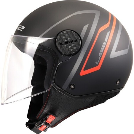 LS2 CASCO JET SPHERE LUX II MINIM BLACK GREY RED MATT