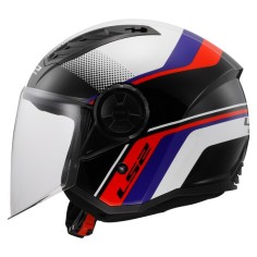 LS2 CASCO JET AIRFLOW II RUSH BLACK WHITE RED BLUE GLOSS