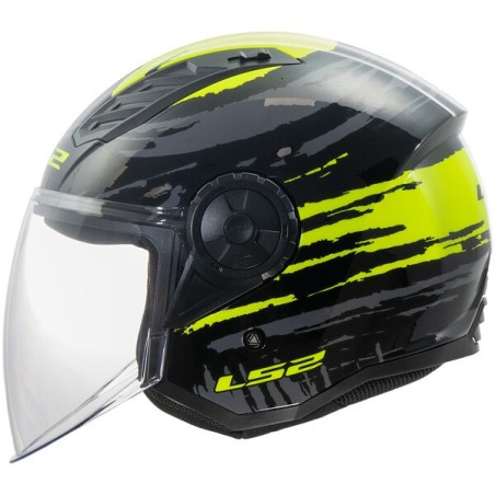 LS2 CASCO JET AIRFLOW II BRUSH BLACK GREY YELLOW