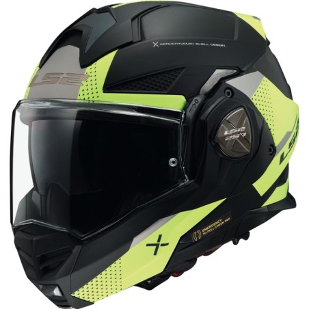 LS2 CASCO RIBALTABILE ADVANT X OBLIVION BLACK YELLOW MATT
