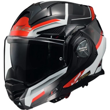 LS2 CASCO RIBALTABILE ADVANT X SPECTRUM BLACK WHITE RED GLOSS