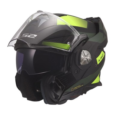 LS2 CASCO RIBALTABILE ADVANT X NOVA BLACK YELLOW MATT