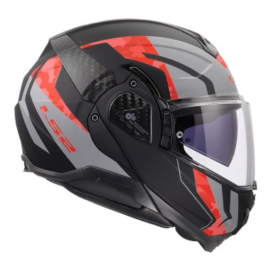 LS2 CASCO RIBALTABILE ADVANT II GLIDE BLACK GREY RED