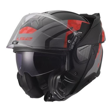 LS2 CASCO RIBALTABILE ADVANT II GLIDE BLACK GREY RED