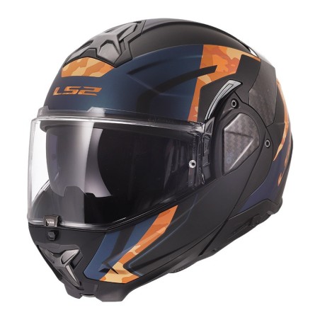LS2 CASCO RIBALTABILE ADVANT II GLIDE BLACK BLUE GOLD MATT