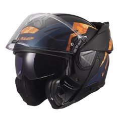 LS2 CASCO RIBALTABILE ADVANT II GLIDE BLACK BLUE GOLD MATT 2