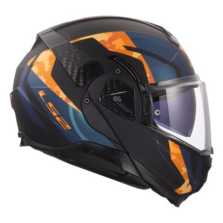 LS2 CASCO RIBALTABILE ADVANT II GLIDE BLACK BLUE GOLD MATT