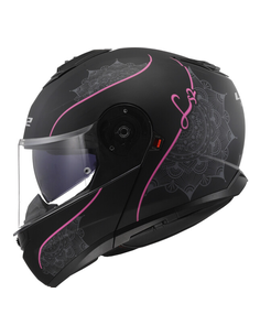 LS2 CASCO MODULARE STROBE II LUX NERO OPACO ROSA