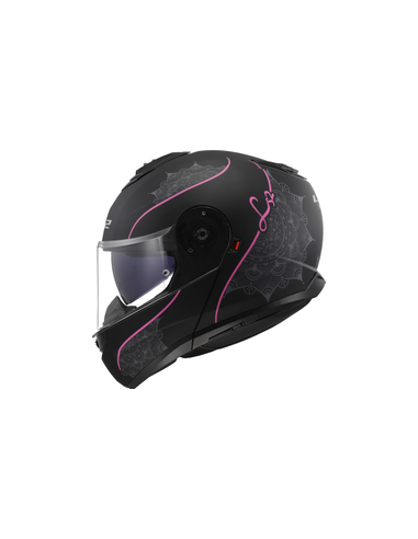 LS2 CASCO MODULARE STROBE II LUX NERO OPACO ROSA