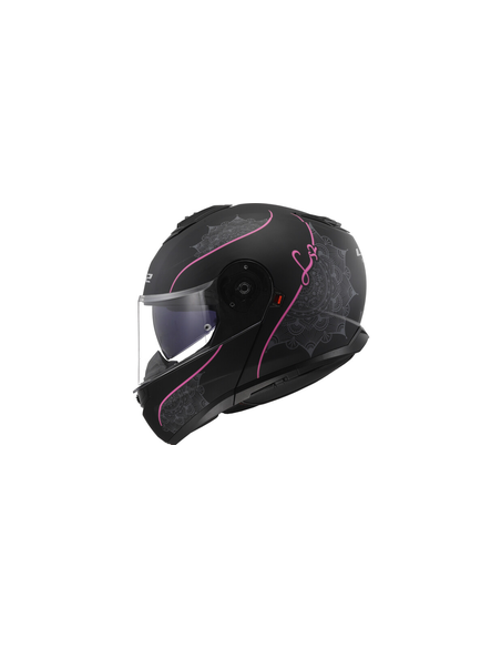 LS2 CASCO MODULARE STROBE II LUX NERO OPACO ROSA