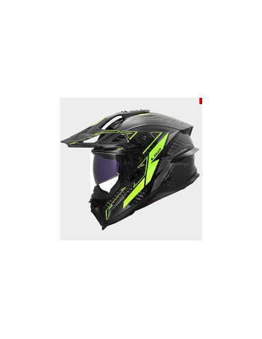 LS2 CASCO ADVENTURE EXPLORER EVO CARBON ARROW GIALLO FLUO