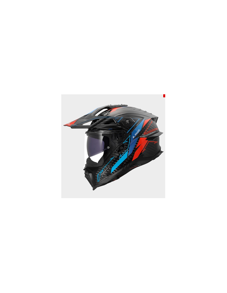 LS2 CASCO ADVENTURE EXPLORER EVO CARBON ARROW BLU ROSSO
