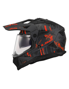 LS2 CASCO ADVENTURE  PIONEER II CRAZY NERO ROSSO