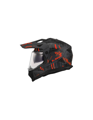 LS2 CASCO ADVENTURE  PIONEER II CRAZY NERO ROSSO