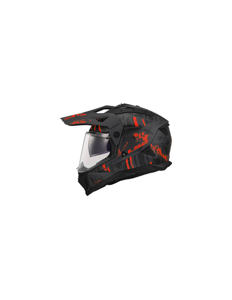 LS2 CASCO ADVENTURE  PIONEER II CRAZY NERO ROSSO