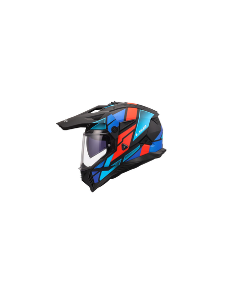 LS2 CASCO ADVENTURE  PIONEER II BLOCK NERO BLU ROSSO