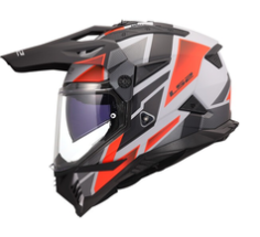 LS2 CASCO ADVENTURE  PIONEER II BLOCK GRIGIO ROSSO OPACO
